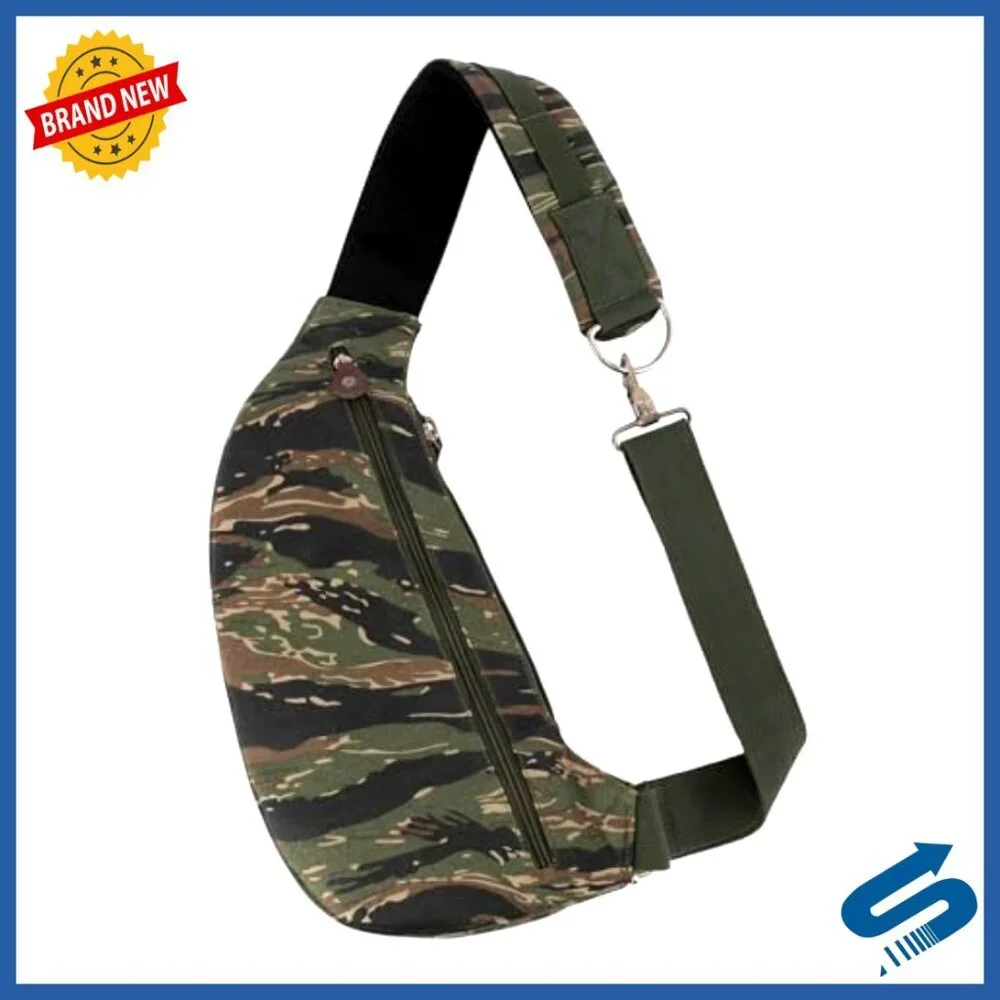 Vintage Canvas Crossbody Sling Bag, Compact Travel Backpack, 2L Storage